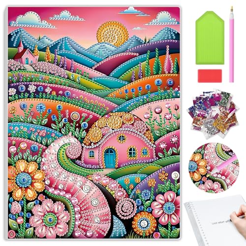 MAXBYE DIY Diamond Painting Notizbuch Landschaft, Spezial Strass Diamant Malerei Berg, 120 Seiten Abnehmbare Wirebound Spiral Notizbuch, Kunsthandwerk Geschenk für Schülerbüro Schulbedarf Basteln von MAXBYE