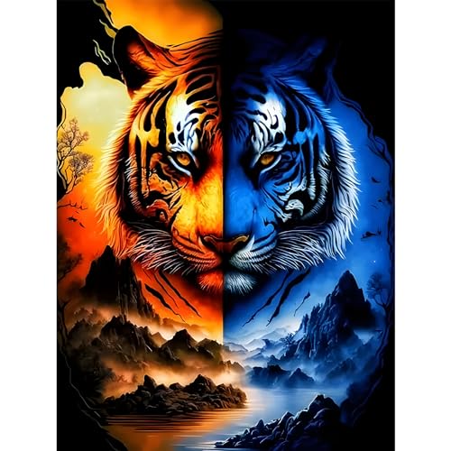 MAXBYE DIY Diamond Painting Set für Erwachsen, 5D Tiger Diamant Painting Bilder Kinder, Diamond Art Painting Kit für Home Wand Décor 30x40cm von MAXBYE