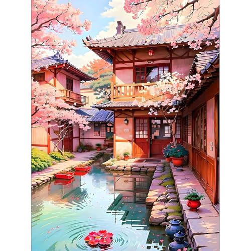 MAXBYE DIY Gebäude Diamond Painting Set für Erwachsen, Blume 5D Diamant Painting Bilder Kinder, Diamond Art Painting Kit für Home Wand Décor 30x40cm von MAXBYE