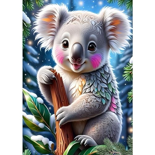 MAXBYE DIY Koala Diamond Painting für Erwachsen, Tier 5D Diamond Painting Bilder Set, Malen nach Zahlen Diamant Anfänger Cross Stickerei Malerei Kits Wand Dekor 30x40cm von MAXBYE