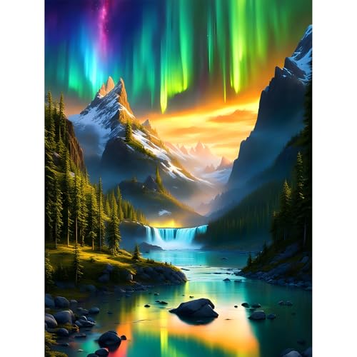 MAXBYE DIY Nachtszene Diamond Painting Set für Erwachsen, 5D Diamant Painting Bilder Kinder, Diamond Art Painting Kit für Home Wand Décor 30x40cm von MAXBYE