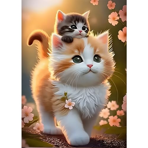 MAXBYE DIY Niedliche Katze Diamond Painting für Erwachsen, 5D Diamond Painting Bilder Set, Malen nach Zahlen Diamant Kunst Handwerk für Home Wand Décor 30x40cm von MAXBYE