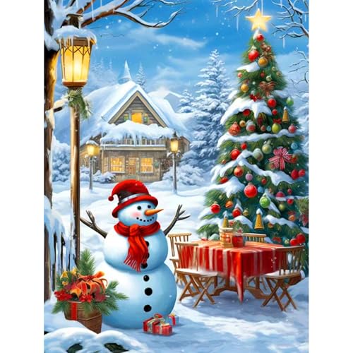 MAXBYE DIY Schneemann Diamond Painting Set für Erwachsen, Weihnachten 5D Diamant Painting Bilder Kinder, Diamond Art Painting Kit für Home Wand Décor 30x40cm von MAXBYE