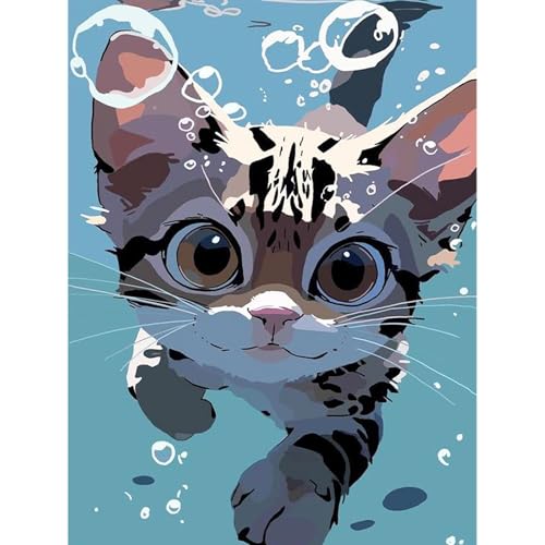 MAXBYE DIY Wasserkatze Diamond Painting Set für Erwachsen, 5D Diamant Painting Bilder Kinder, Diamond Art Painting Kit für Home Wand Décor 30x40cm von MAXBYE