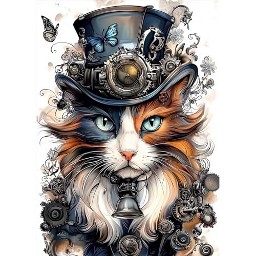 MAXBYE Diamond Painting Art Kits für Erwachsene, 5D Katze Diamant Kunst Sets DIY Animal Vollbohrer Art Kristall Kunsthandwerk Für Anfänger, Diamant Malerei Bastelset für Haus Wanddeko 30x40cm von MAXBYE