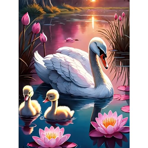 MAXBYE Gans DIY Diamond Painting Set für Erwachsen, 5D Diamant Painting Bilder Kinder, Diamond Art Painting Kit für Home Wand Décor 30x40cm von MAXBYE