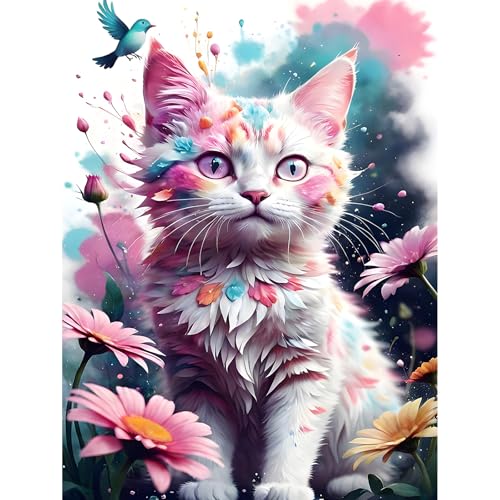 MAXBYE Katze DIY Diamond Painting Set für Erwachsen, 5D Diamant Painting Bilder Kinder, Diamond Art Painting Kit für Home Wand Décor 30x40cm von MAXBYE