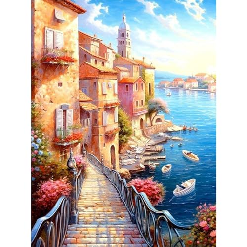 MAXBYE Stadt DIY Diamond Painting Set für Erwachsen, 5D Diamant Painting Bilder Kinder, Diamond Art Painting Kit für Home Wand Décor 30x40cm von MAXBYE