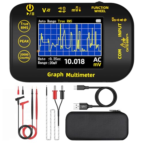 BSIDE Tragbares digitales Multimeter 20000 Wort mV Voltmeter Wiederaufladbar 2.8'' Farbbildschirm Kompaktes Multimeter mit Aufzeichnungsmodus Messen Widerstand Kapazität Diode Max Min Ave Berechnung von MAXRIENY