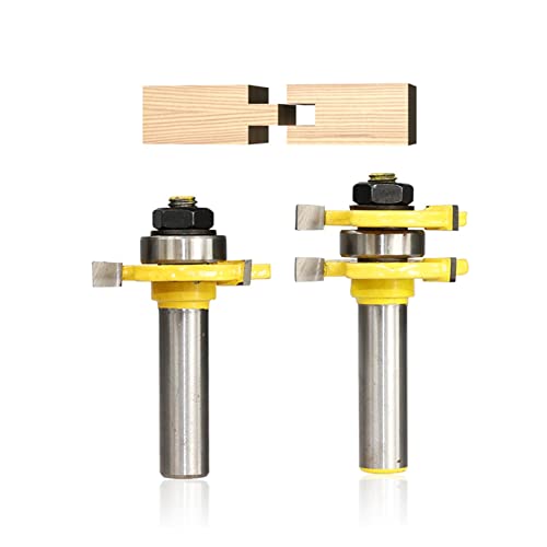 2 Bit Sperrholz Nut und Feder Nut & Feder Joint Assembly Router Bit 1/2 Zoll Wolframkarbid Holz Router Bits von MAYABI