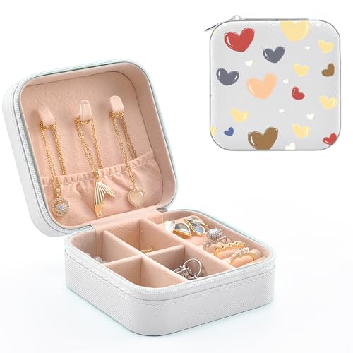 MAYCARI Reise Schmuckkästchen Kunstleder, Kleine Schmuckschatulle Mini Schmuck Organizer Tragbar Schmuckbox für Ringe, Halskette, Ohrringe von MAYCARI