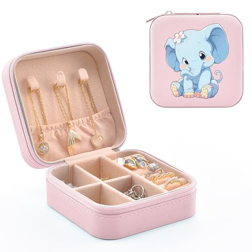 MAYCARI Reise Schmuckkästchen Kunstleder, Kleine Schmuckschatulle Mini Schmuck Organizer Tragbar Schmuckbox für Ringe, Halskette, Ohrringe von MAYCARI