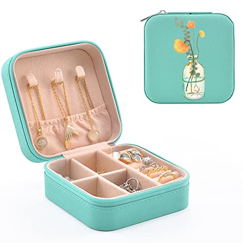 MAYCARI Reise Schmuckkästchen Kunstleder, Kleine Schmuckschatulle Mini Schmuck Organizer Tragbar Schmuckbox für Ringe, Halskette, Ohrringe von MAYCARI