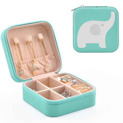 MAYCARI Reise Schmuckkästchen Kunstleder, Kleine Schmuckschatulle Mini Schmuck Organizer Tragbar Schmuckbox für Ringe, Halskette, Ohrringe von MAYCARI