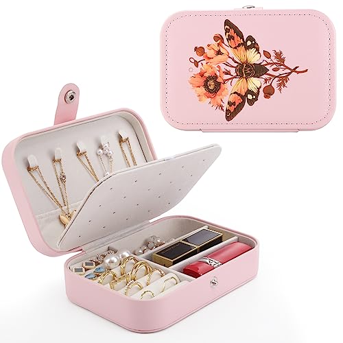 MAYCARI Schmuckkästchen Reise PU-Leder Schmuckschatulle Kleine Schmucketui für Ringe, Ohrringe, Halskette, Lippenstifte Mini Schmuck Tragbar Schmuckbox Geschenk von MAYCARI