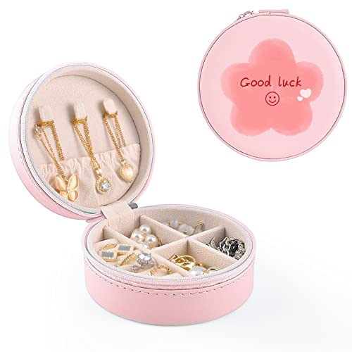 MAYCARI Schmuckkästchen Reise PU-Leder Schmuckschatulle Kleine Schmucketui für Ringe,Ohrringe,Halskette Mini Schmuck Organizers für Mädchen Geschenk von MAYCARI