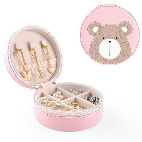 MAYCARI Schmuckkästchen Reise PU-Leder Schmuckschatulle Kleine Schmucketui für Ringe,Ohrringe,Halskette Mini Schmuck Organizers für Mädchen Geschenk von MAYCARI