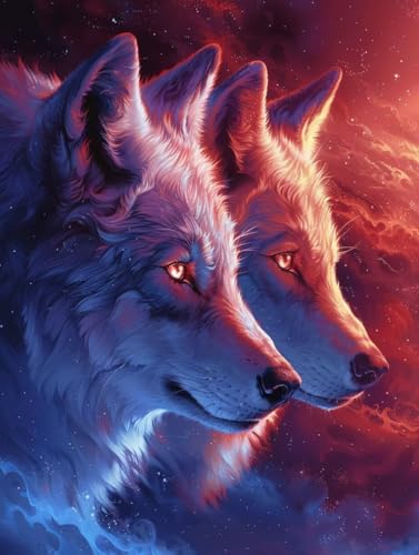 Diamond Painting Erwachsene Wolf, DIY Diamond Painting Tier Bastelset, Full Drill Diamant Malerei Set, Diamant Kunst Malerei Stickerei Set, Wanddeko und Zimmer Deko, Geschenke, 100x130cm I-4784 von MAYINGOU