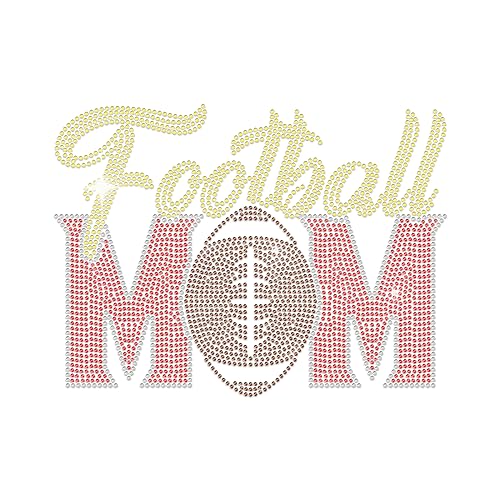 MAYJOYDIY Football Mom Fussball Strass Aufbuegler Patches Kristall Strass Thermotransfer-Dekoration Fuer Die Reparatur von Kleidung Applikation von MAYJOYDIY