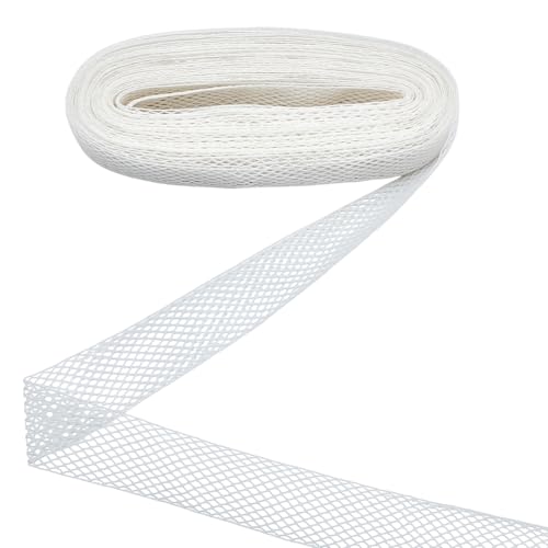 MAYJOYDIY 10 m Beige Elastischer Netz Stretchbesatz 30mm Elastischer Rautennetzbesatz Nylonnetz Leicht Dehnbar Zum Nähen von Hosenbünden Gurte Bastel DIY Projekte von MAYJOYDIY