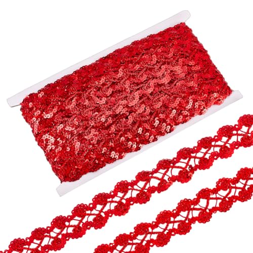 MAYJOYDIY 13 m lange rote Pailletten-Spitzenborte mit Perlen, 2,3 cm, gewelltes Paillettenband, Blumenband, Tausendfüßlerband für Hochzeit, Kostümdesign, Schmuckhandwerk und Nähen MAYJOYDIY 13 m lange rote Pailletten-Spitzenborte mit Perlen, 2,3 cm, gewelltes Paillettenband, Blumenband, Tausendfüßlerband für Hochzeit, Kostümdesign, Schmuckhandwerk und Nähen von MAYJOYDIY