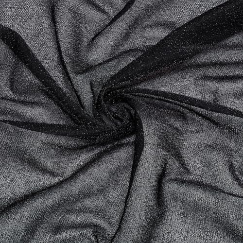 MAYJOYDIY 2 x 1.5 m Schwarzer Polyester Stretchstoff Metallischer Lurex Stoff Funkelnder Stretch Jersey Für Kleidung Kleider Kostüme Kunsthandwerk Heimdekoration Hochzeitsfeier von MAYJOYDIY