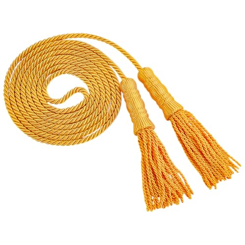 MAYJOYDIY 2.76m Goldene Geflochtene Kordel Quaste Dekorative Gedrehte Kordel mit Quasten Polyester Seide Kordel Graduierung Kordel für Vorhänge Drapieren Raffhalter Outdoor Home Indoor Flaggenmast von MAYJOYDIY