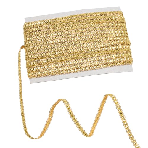 MAYJOYDIY 20 m S Förmiger Goldfarbener Gimp Zopfbesatz 6mm Breit Polyester Spitzenbesatz Band Dekorativer Gewebter Zopfbesatz Stoffbesatz Zum Nähen Für Taschen Basteln Kostüme Vorhänge Lampenschirme von MAYJOYDIY