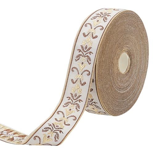 MAYJOYDIY 24 m Jacquardband Mit Weißen Blumen 32 mm Breit Boho Stil Stickerei Jacquardband Mit Blumenmuster Handgefertigt Basteln Kleidungszubehör Heimdekoration von MAYJOYDIY