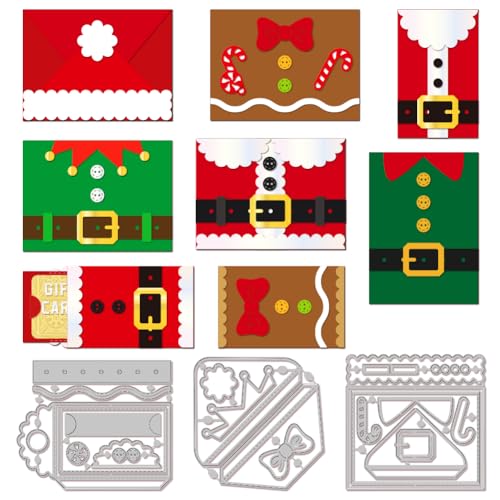 MAYJOYDIY 3 Stück 3 Stile Weihnachtsmann Gürtelschnallen Stanzformen Weihnachtskarten Und Umschlagform Schnittschablonen Für DIY Scrapbooking Alben Dekorative Prägung Papierkarten Kunsthandwerk von MAYJOYDIY