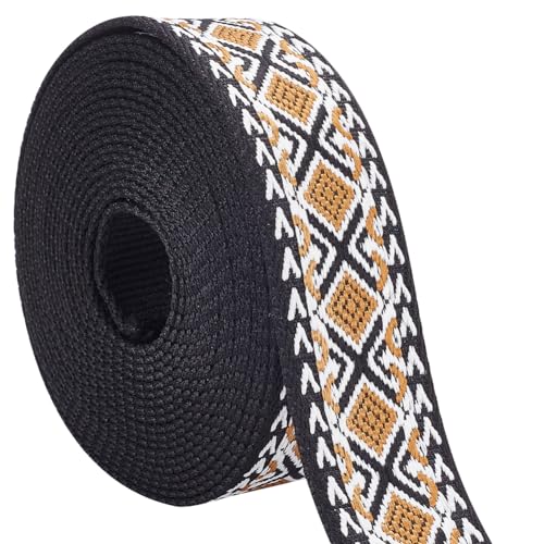 MAYJOYDIY 3.8cm Dickes Gurtband Im Ethnischen Stil Mit Diamant Jacquardstickerei 4.6 m Hochdichtes Jacquard Rhombus Gurtband Für Rucksack Schultergurte Bekleidungshilfen DIY Patchwork von MAYJOYDIY