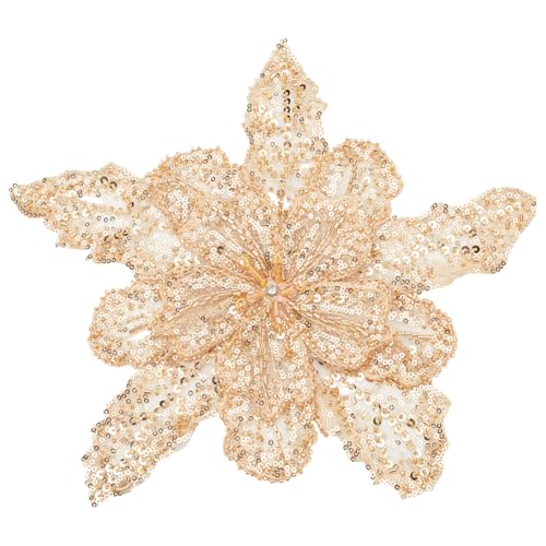 MAYJOYDIY 3D Goldene Pailletten Blumen Applikation Glitzernde Pailletten Glasperlen Gaze Verzierungszubehör Handgefertigte Bestickte Spitzen Blumenaufnäher Zum Nähen von Hochzeitskleidern Und Taschen von MAYJOYDIY