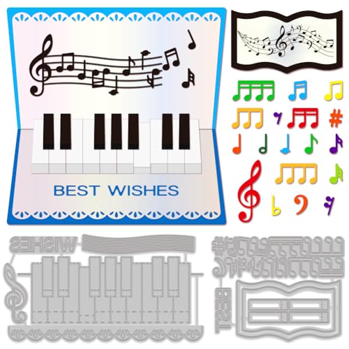 MAYJOYDIY 3D Klavier Note Stanzformen Musik Note stanzt Metall Prägung Schablonen Musikinstrument Carbon Stahl Stanzformen für Scrapbooking Handwerk Papier Kartenherstellung von MAYJOYDIY