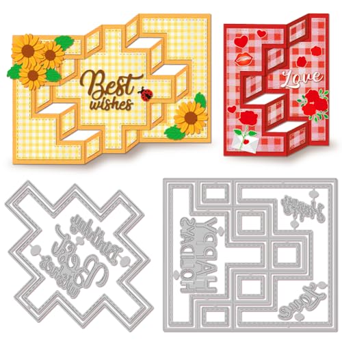 MAYJOYDIY 3D-Stanzformen Für Klappkarten „Best Wishes Frohe Feiertage Liebe“ Metall-Stanzungen Aus Karbonstahl DIY-Bastel- Und Prägevorlage Für Scrapbooking Papierbasteln Dekor Fotoalbum von MAYJOYDIY