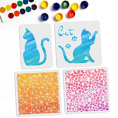 MAYJOYDIY 4 Stück Katze Schablonen Katze Blume Malschablonen 30×30/21×29.7cm Wiederverwendbare Katze Pfote Geometrische Malvorlage Für Holz Wände Fenster DIY Heimdekoration MAYJOYDIY 4 Stück Katze Schablonen Katze Blume Malschablonen 30×30/21×29.7cm Wiederverwendbare Katze Pfote Geometrische Malvorlage Für Holz Wände Fenster DIY Heimdekoration von MAYJOYDIY