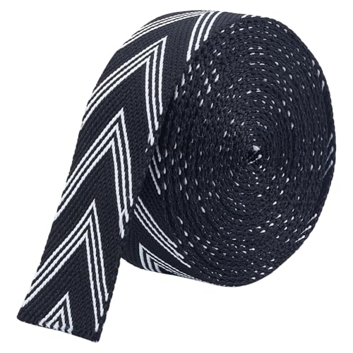 MAYJOYDIY 4.5 m Schwarzes Boho Jacquardband 38mm Pfeildesign Ethno Stil Polyester Gurtband Zum Nähen Besticktes Band Zum Besatz Für Kleidungsaccessoires Nähen Handgefertigte Taschen Vorhänge von MAYJOYDIY