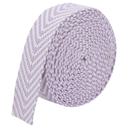 MAYJOYDIY 4.6 m Lila Polycotton Band Mit Streifenmuster 38mm Flaches Gurtband Polyester Baumwoll Gurtband Zweifarbig Schwere Gurtbänder Zum Basteln Gürtel Taschen Griffe Nähzubehör von MAYJOYDIY