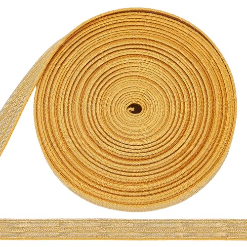 MAYJOYDIY 5 m Goldfarbenes Metallic Bandbesatz 10mm Doppelseitiger Zopfbesatz Flaches Glitzerband Polyester Armeeuniform Mützenband Zum Nähen von Kleidern Und Kostümen Heimtextilien Dekoration von MAYJOYDIY