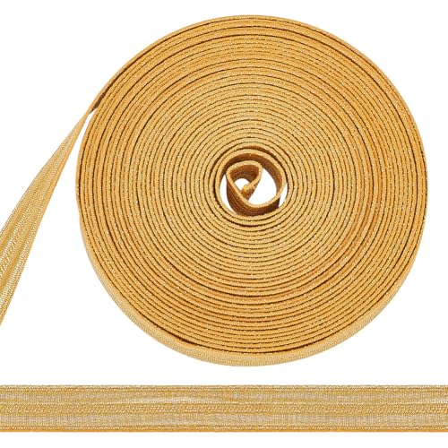 MAYJOYDIY 5 m Goldfarbenes Metallic Bandbesatz 12mm Doppelseitiger Zopfbesatz Flaches Glitzerband Polyester Armeeuniform Mützenband Zum Nähen von Kleidern Und Kostümen Heimtextilien Dekoration von MAYJOYDIY