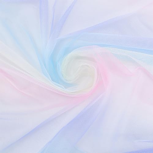 MAYJOYDIY 5 × 1.5 m Regenbogen Tüllstoff Bunt Netzstoff Mehrfarbiges Tüllgeflecht Für Tutu Röcke Kleider Partyzubehör Taschen Hochzeiten DIY Basteln Heimdekorationen von MAYJOYDIY