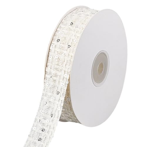 MAYJOYDIY 9,1 m beige Pailletten Gimpe Borte Spitzenband 2,5 cm dekorative gewebte Gimpe Fransen Pailletten verzierte gewebte Bänder für Kleid Geschenke Verpackung Haarschmuck Party Dekoration MAYJOYDIY 9,1 m beige Pailletten Gimpe Borte Spitzenband 2,5 cm dekorative gewebte Gimpe Fransen Pailletten verzierte gewebte Bänder für Kleid Geschenke Verpackung Haarschmuck Party Dekoration von MAYJOYDIY