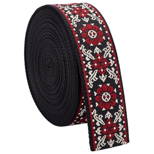 MAYJOYDIY 9.14 m Vintage Jacquard Gurtbandbesatz 50mm Besticktes Band Boho Spitzenbesatz Ethnisches Blumenstickerei Gurtband Für DIY Kleidungszubehör Nähen Basteln Heimdekoration von MAYJOYDIY