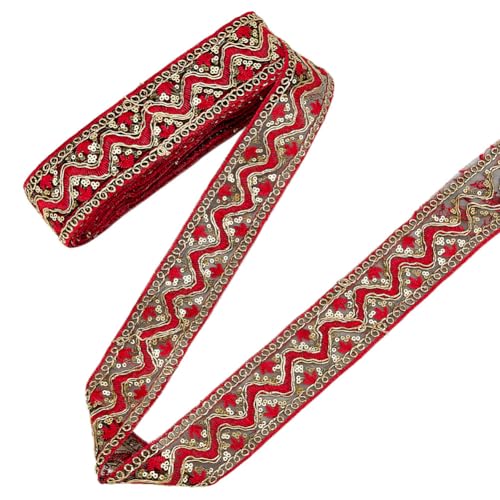 MAYJOYDIY 9.1m Rote Pailletten Vintage Jacquardband 5cm Ethnisches Polyester Metallischer Glitzer Stickerei Pailletten Perlenbesatz Applikationsband Zum Nähen Basteln DIY Hochzeitsdekor MAYJOYDIY 9.1m Rote Pailletten Vintage Jacquardband 5cm Ethnisches Polyester Metallischer Glitzer Stickerei Pailletten Perlenbesatz Applikationsband Zum Nähen Basteln DIY Hochzeitsdekor von MAYJOYDIY