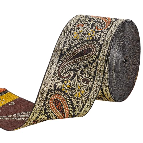 MAYJOYDIY 9m Jacquard Stickband 50mm Gewebter Blumenbesatz Im Ethno Stil Mit Tropfenmuster Jacquard Polyesterbänder Für Heimwerker Nähen Basteln Heimdekoration Geschenkverpackungen von MAYJOYDIY