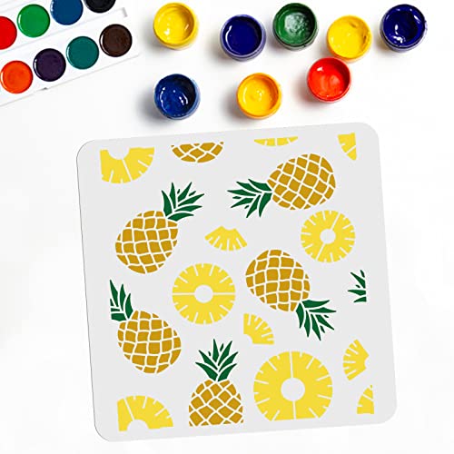 MAYJOYDIY Ananas Schablone Ananas Malschablone 30 × 30cm Wiederverwendbare Obstschablone DIY Schablone Zum Malen Backen Kunsthandwerk Mauer Möbel Kuchen von MAYJOYDIY