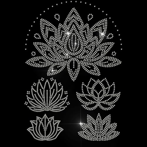 MAYJOYDIY Lotus Strass Aufbügler Hotfix Transfer Aufkleber Art Lotusblumen Pflanzenmotiv Glitzernder Kristall Aufbügler Strass Aufkleber DIY Applikation Für T Shirts Jacken Taschen Jeans Basteln von MAYJOYDIY