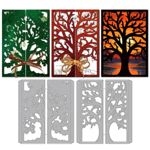 MAYJOYDIY Baumrahmen Stanzformen Zum Basteln von Karten Faltbare Bäume Karten Metall Stanzformen Bäume Blätter Zweige Stanzschablone Für Scrapbooking Bastelpapier Geburtstagskarten Geschenkdekoration von MAYJOYDIY