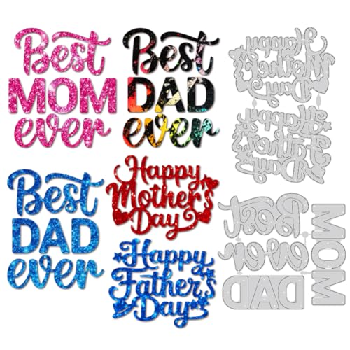 MAYJOYDIY "Best MOM&DAD Ever" Stanzformen Zum Basteln von Karten Metall Prägeformen Zum Muttertag Stanzformen Aus Papier Für Scrapbooking Bastelpapier Festivalkarten Geschenkdekor von MAYJOYDIY