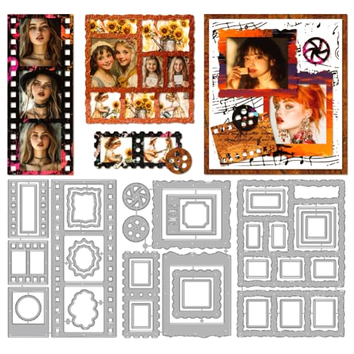 MAYJOYDIY Bilderrahmen Stanzformen Zum Kartenbasteln Filmrahmen Metall Stanzformen Geometrische Ränder Präge Und Stanzschablone Für Scrapbooking Bastelpapier Geburtstagskarten Geschenkdekoration von MAYJOYDIY