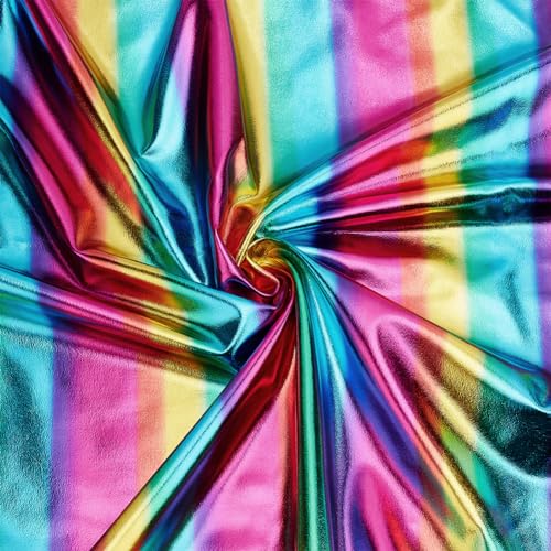 MAYJOYDIY Bunter Glitzernder Hologramm Spandex Stoff 1 × 1.5 m Glänzender Polyester Spandex Stretchstoff Zum Selbermachen Weihnachtsbasteln Und Nähen Kostüm Bühnenauftrittskleidung Partydekor von MAYJOYDIY